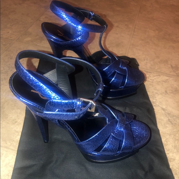 ‼️‼️‼️‼️‼️‼️SOLDDDDDDDDD‼️‼️‼️‼️‼️Saint Laurent Tribute Sandal   (Metallic Blue) - Picture 3 of 6